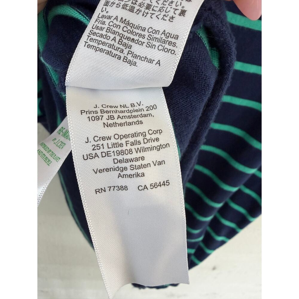 J.Crew Girlfriend Tee Striped T-Shirt Navy & Green Size Large - Picture 4 of 6